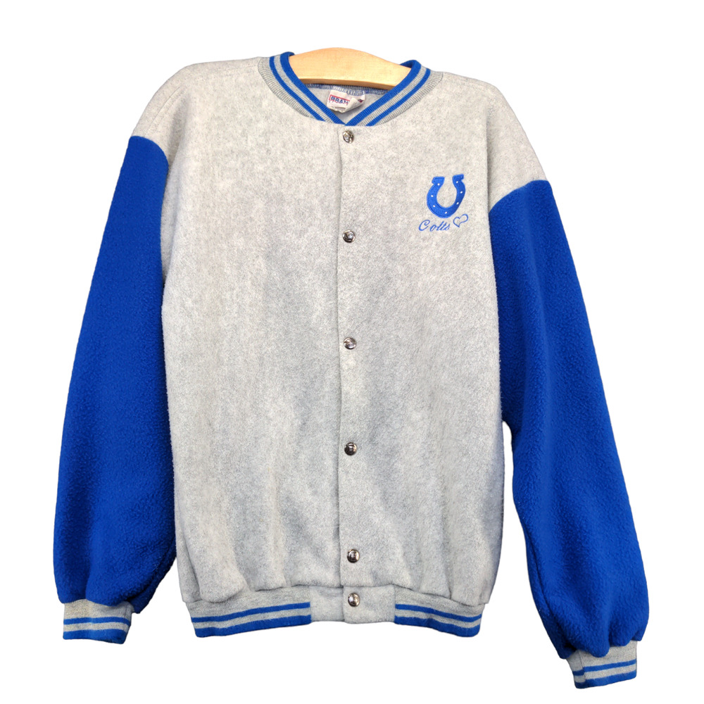 Brandon Sportswear Men's NFL Colts Varsity Jacket Gray Blue XL Vintage Made USA